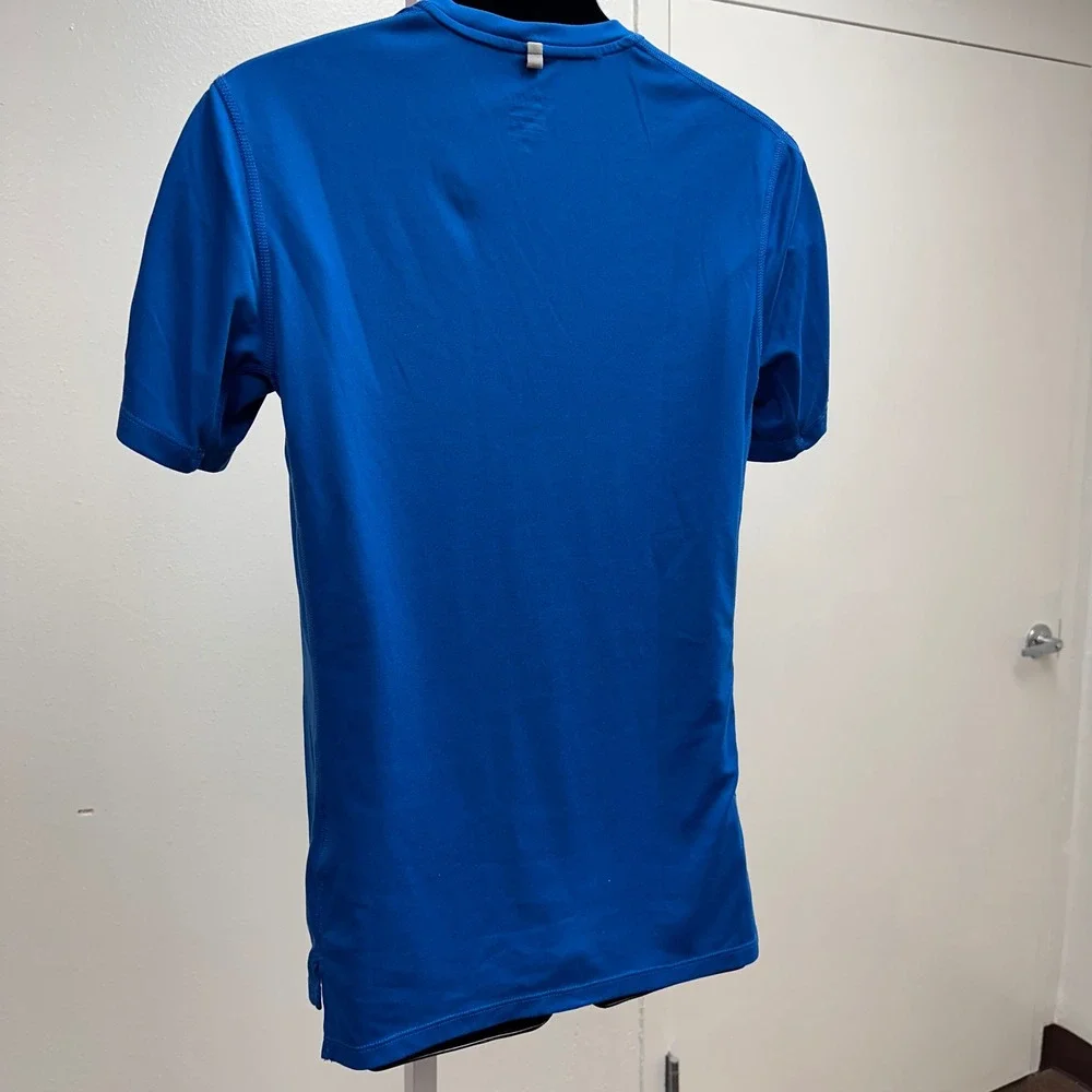 Nike Dri-FIT Running V-Neck Top Athletic Gym T-Shirt Vibrant Blue Mens Size‎ S
